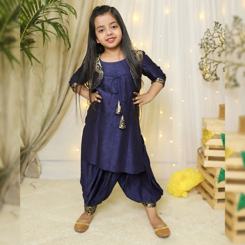 Blue Kurta with Pajama and a Brocade Jacket Blue Kurta with Pajama and a Brocade Jacket