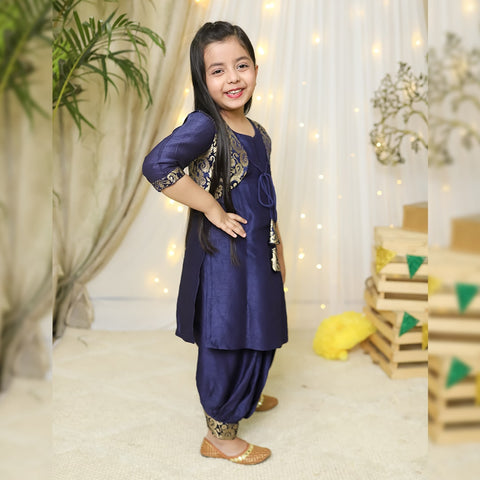 Blue Kurta with Pajama and a Brocade Jacket Blue Kurta with Pajama and a Brocade Jacket