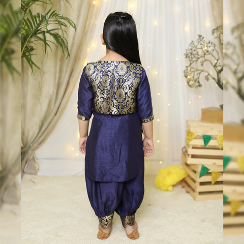 Blue Kurta with Pajama and a Brocade Jacket Blue Kurta with Pajama and a Brocade Jacket