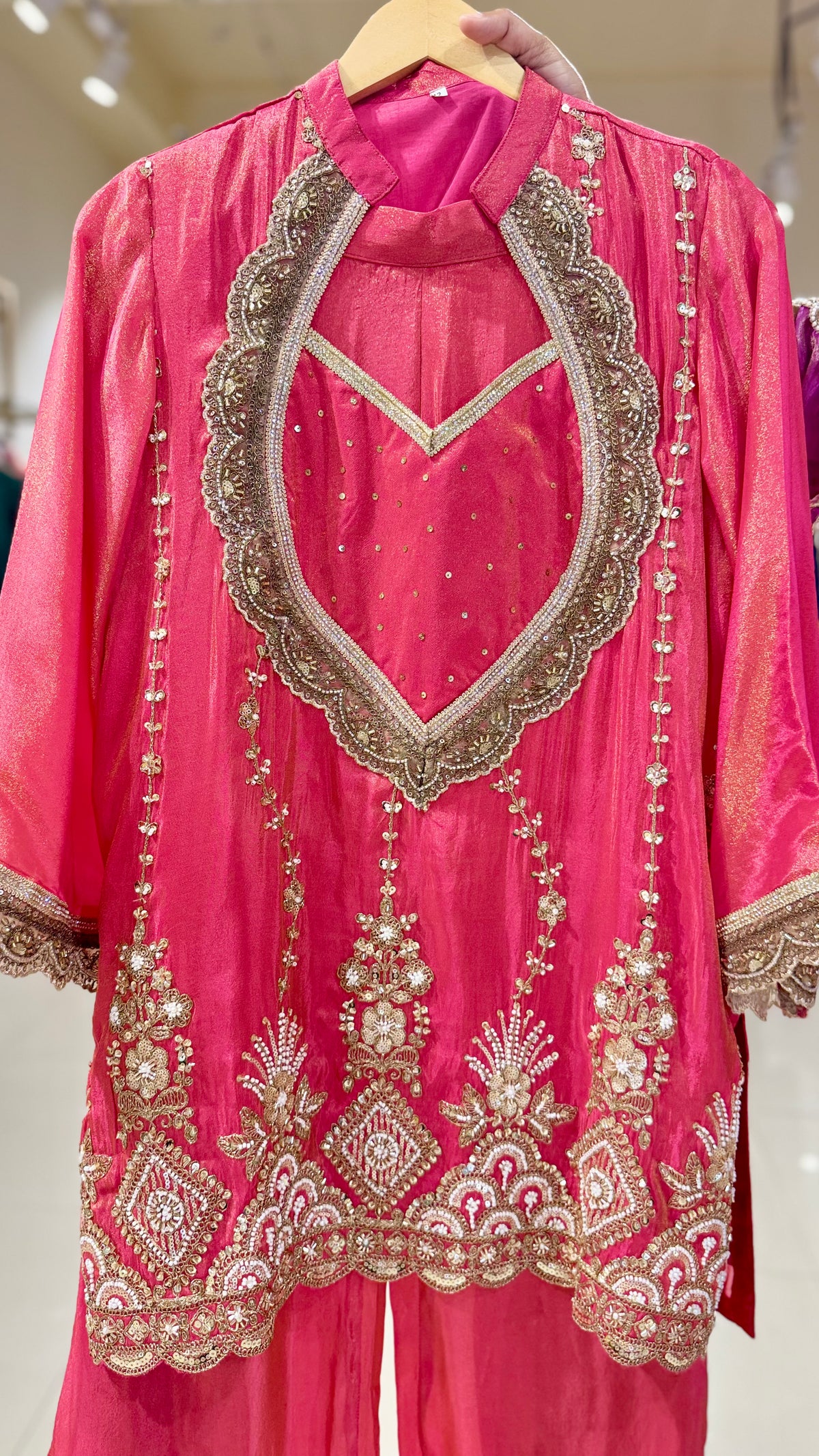 Indo western short kurta and pants - Magenta