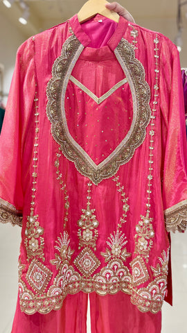 Indo western short kurta and pants - Magenta