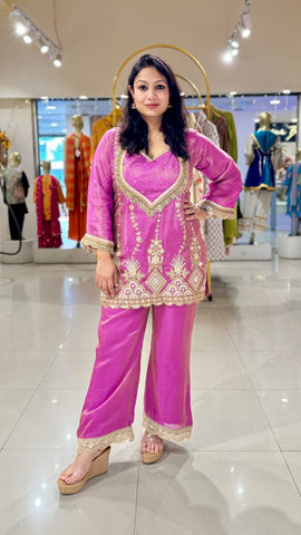 Indo western short kurta and pants shimmer