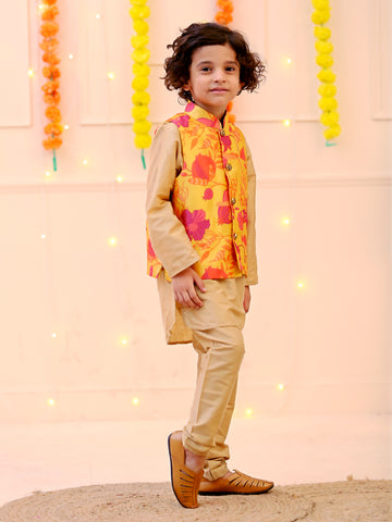 Floral Printed Jacket and Kurta Pajama Set