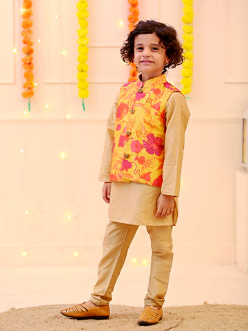 Floral Printed Jacket and Kurta Pajama Set