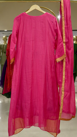 The Poise Mul Chanderi Suit - Pink