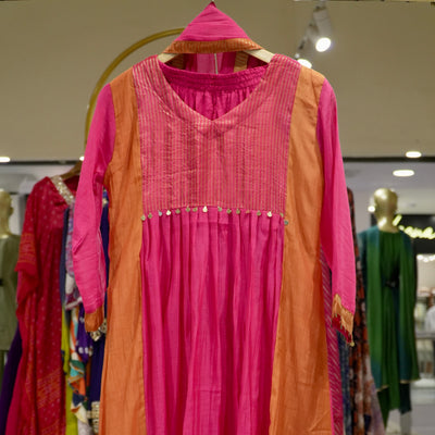 Pink Mul Chanderi Suit Set
