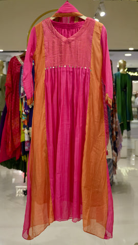 Pink Mul Chanderi Suit Set