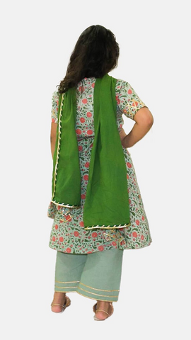 Cotton Printed Kurta with Straight Pants & Dupatta