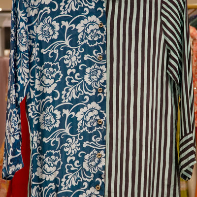 Crepe Printed Shirts - Blue