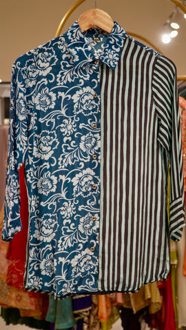 Crepe Printed Shirts - Blue