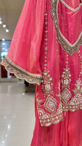 Indo western short kurta and pants - Magenta