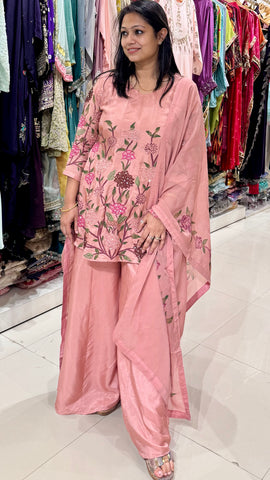 Hand Painted Floral A- Line Short Suit Set