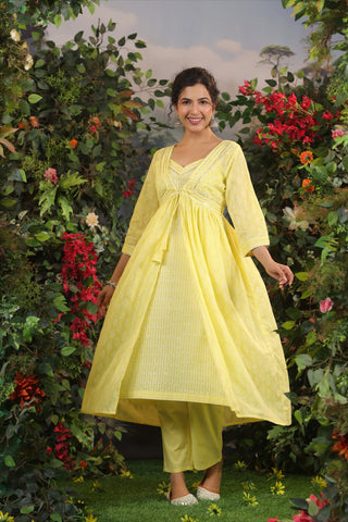Women Cotton Shrug Suit Set