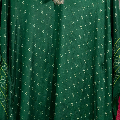 Bandhni Printed Kaftan Set - Green