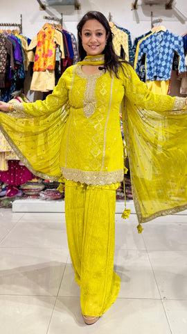 Green Zari Work Shimmer Sharara Suit
