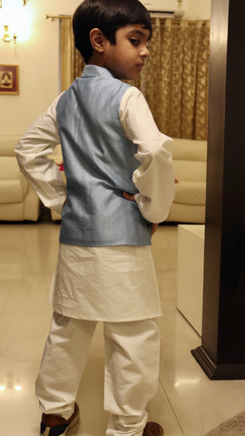 Lotus Embroidered Jacket Kurta Set