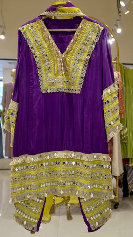 Purple Mirror Lace Suit Set