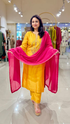 Zari Embroidered Chanderi Silk Suit