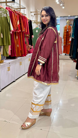 Banarasi Chanderi Celebrity Inspired Kurta Pants Set - Coca Cola