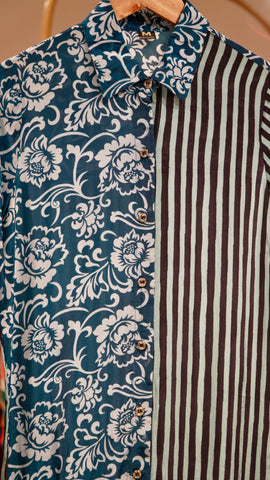 Crepe Printed Shirts - Blue