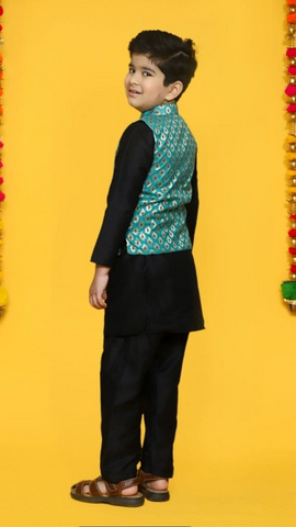 Brocade Jacket & Silk Kurta Pajama Set