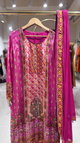 Pink digital print suit set