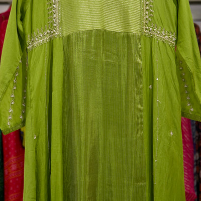 The Poise Mul Chanderi Suit - Green