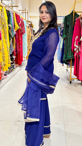 Gotta Patti Royal Blue Sharara suit