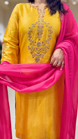 Zari Embroidered Chanderi Silk Suit