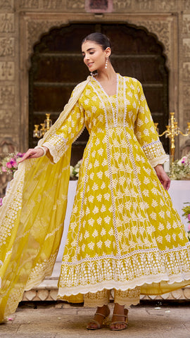 Yellow Anarkali Set