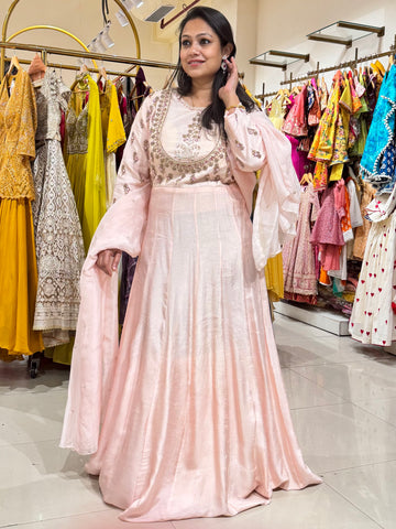 Pink Embroidered Anarkali Gown