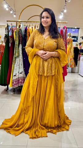 Mirror Embroidered Peplum Lehenga