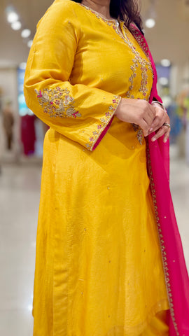 Zari Embroidered Chanderi Silk Suit