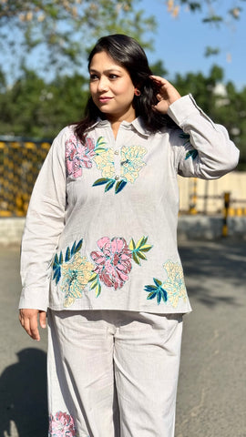 Patch work Floral Coord Set - Grey