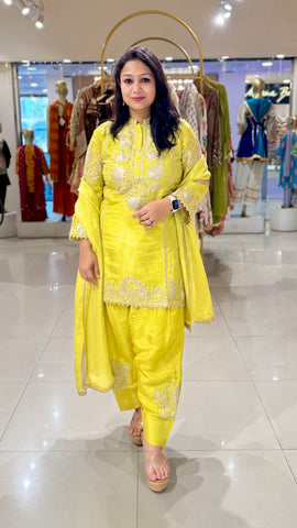 Embroidered Kurta with Farshi Salwar - Green