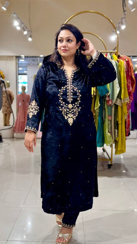 Black Velvet Hand Embroidered Suit