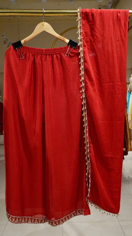 Red cut daana suit set