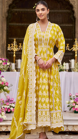 Yellow Anarkali Set