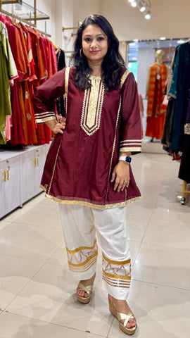 Banarasi Chanderi Celebrity Inspired Kurta Pants Set - Coca Cola