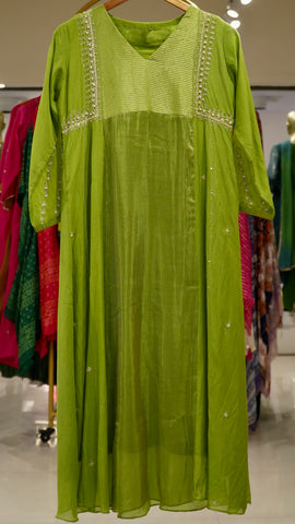 The Poise Mul Chanderi Suit - Green