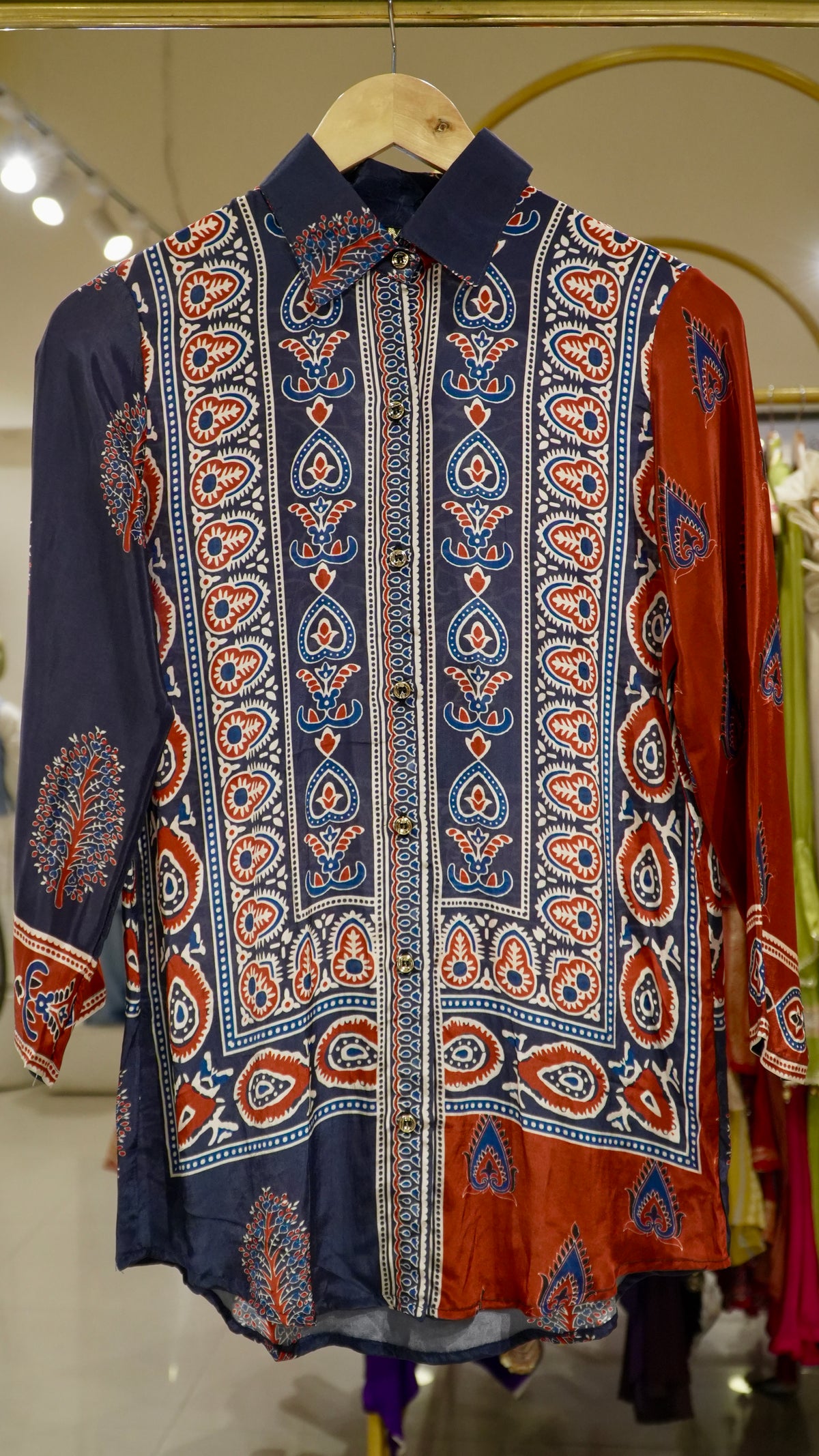 Crepe Printed Shirts - Blue Motif