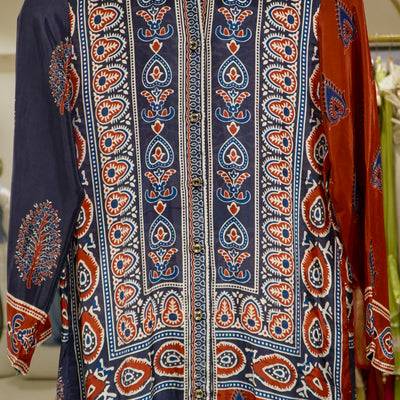 Crepe Printed Shirts - Blue Motif