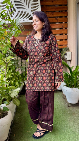 Black farshi salwar suit - gota work