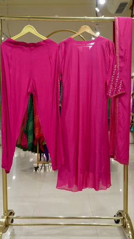 The Poise Mul Chanderi Suit - Pink