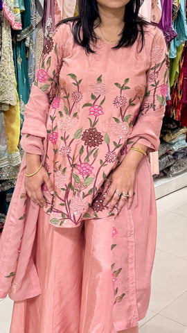Hand Painted Floral A- Line Short Suit Set