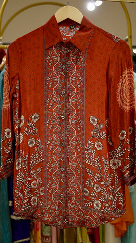 Crepe Printed Shirts - Rust