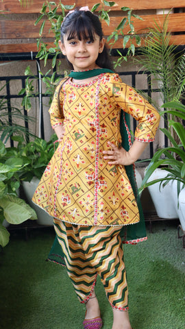 Yellow Patola Suit Set