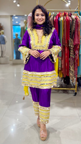 Rangotsav Gota Set - Purple