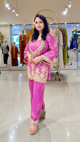 Indo western short kurta and pants shimmer