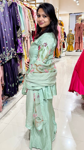 Hand Painted Floral A- Line Short Suit Set
